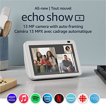 Echo Show 8 - Smart Speaker com tela e Alexa - Cor Branca - NOVO
