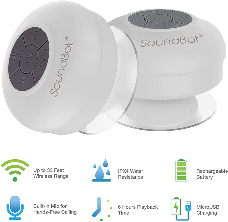 COLUNA DE CHUVEIRO PORTÁTIL SOUNDBOT SB510 HD PROVA DE ÁGUA- NOVO