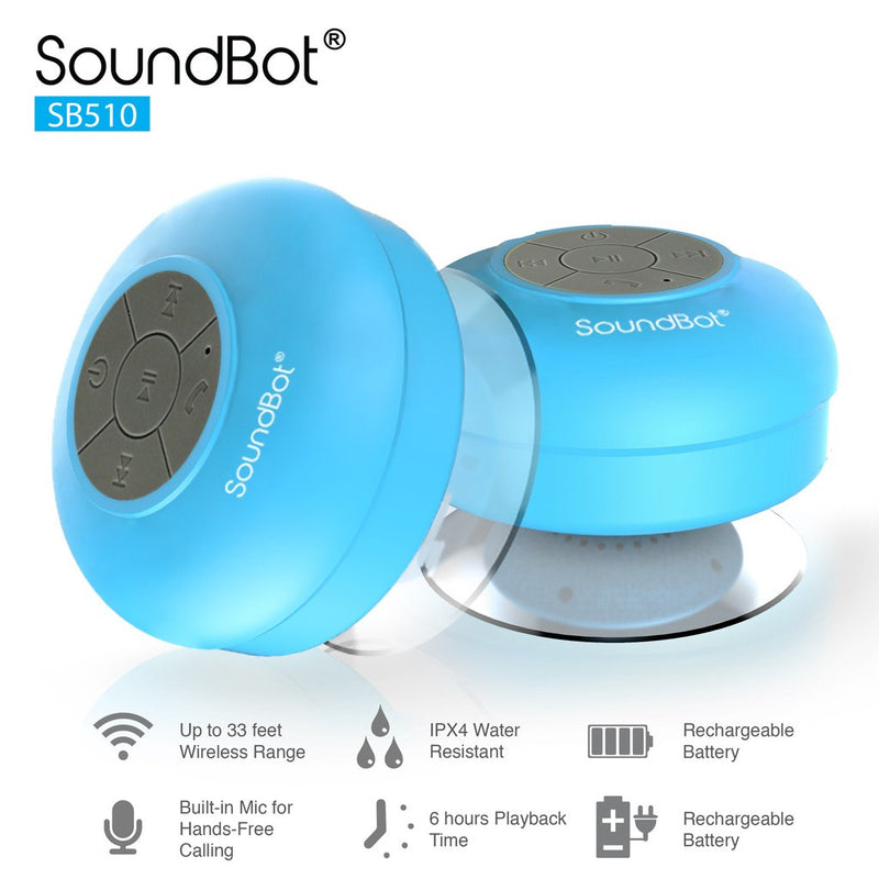 COLUNA DE CHUVEIRO PORTÁTIL SOUNDBOT SB510 HD PROVA DE ÁGUA- NOVO