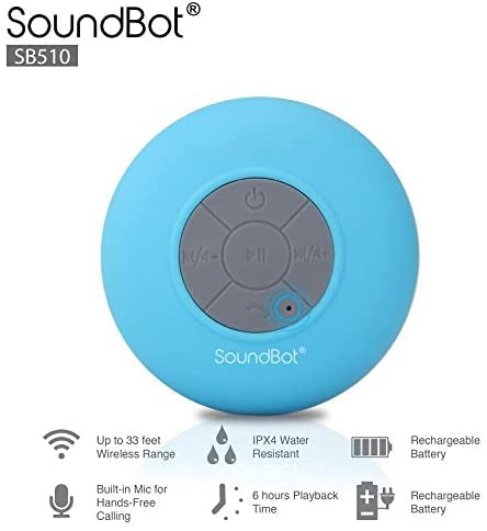 COLUNA DE CHUVEIRO PORTÁTIL SOUNDBOT SB510 HD PROVA DE ÁGUA- NOVO