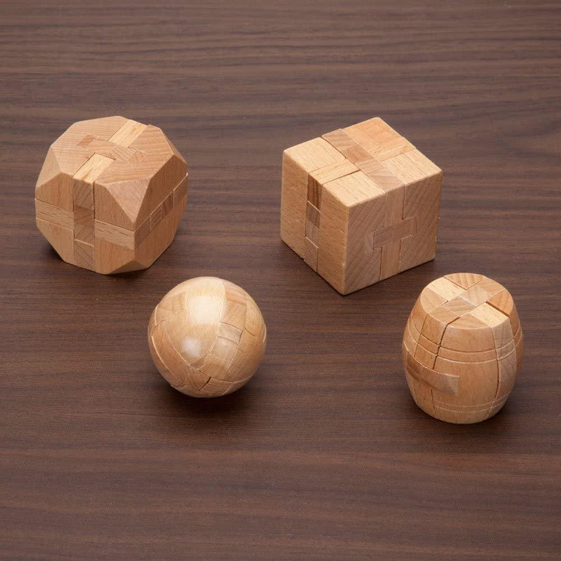 4 Mini Quebra-cabeças de madeira 3D Estimula Cérebro - GameShop Angola